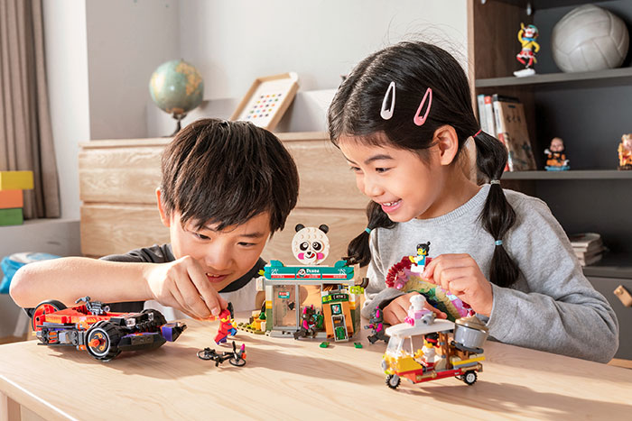 Kids getting imaginative with LEGO’s Monkie Kid play sets (Image from LEGO Group 2020)