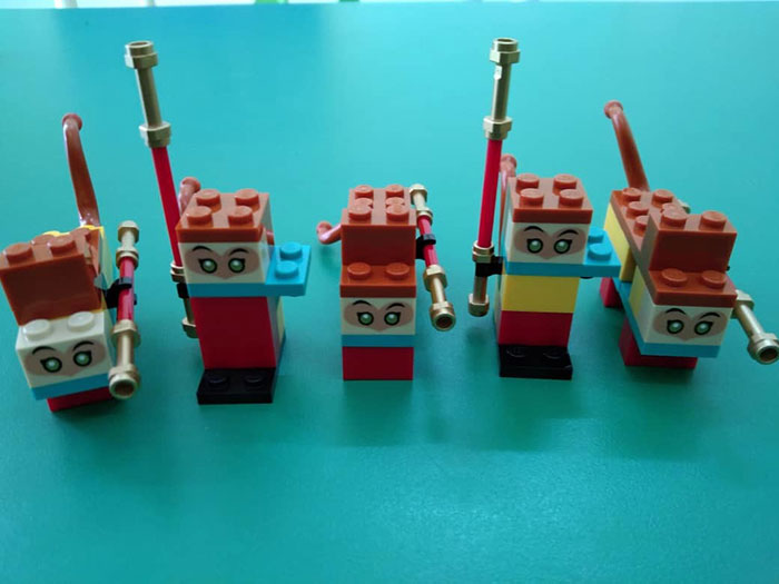 The five formations for LEGO’s Monkey King polybag, taken by Johan Preschool