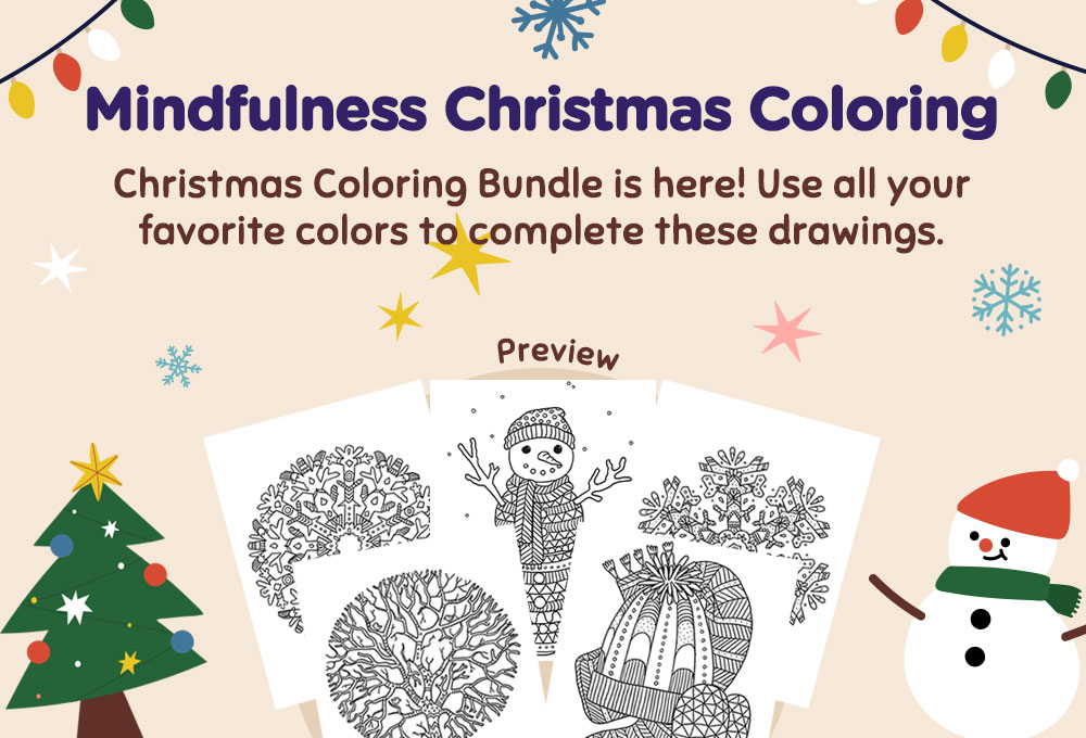 printable worksheet christmas coloring bundle